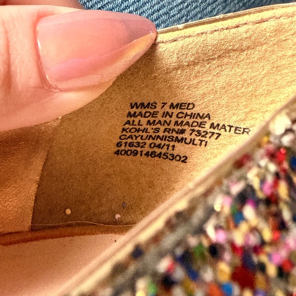 Candie's Multicolor Glitter Peep Toe Heels - Picture 8 of 8